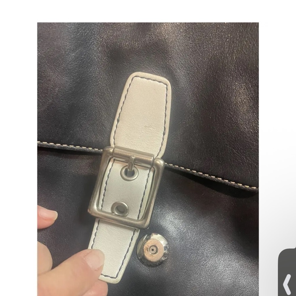 Coach Leather Drawstring Backpack with Contrast Trim - Navy  & Cream - Picture 6 of 16